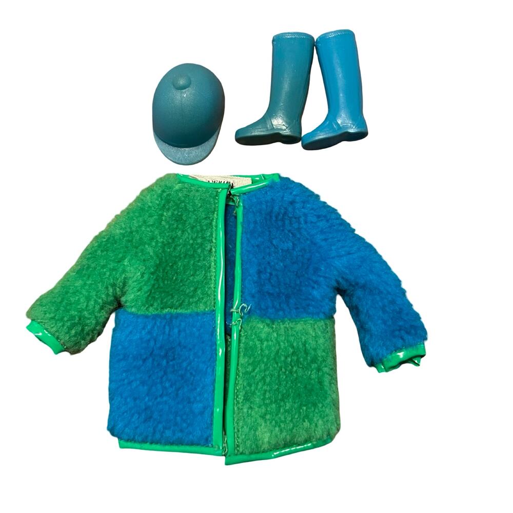 Vtg 60s Barbie Skipper #1959 Warm N Wonderful Outfit - Blue Green Coat Boots Hat - Picture 1 of 7
